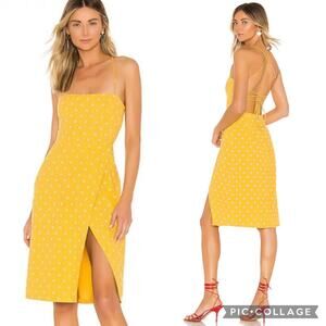 Majorelle Mila Yellow Daisy Floral Tie Back Slit Midi Dress XS